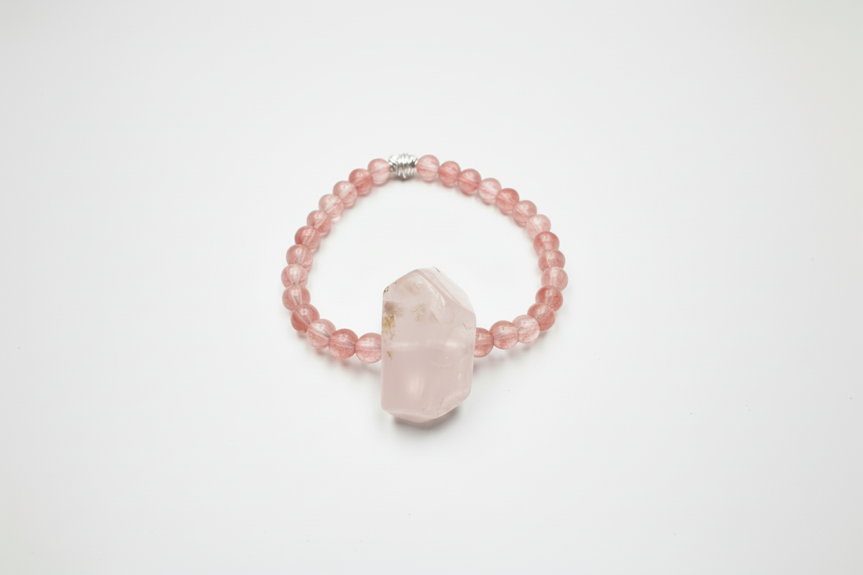 Cherry Bead Rose Crystal Bracelet