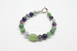 Fluorite Beads Green Quartz Crystal Center Copper Wrapped Edge Bracelet with a Toggle Clasp