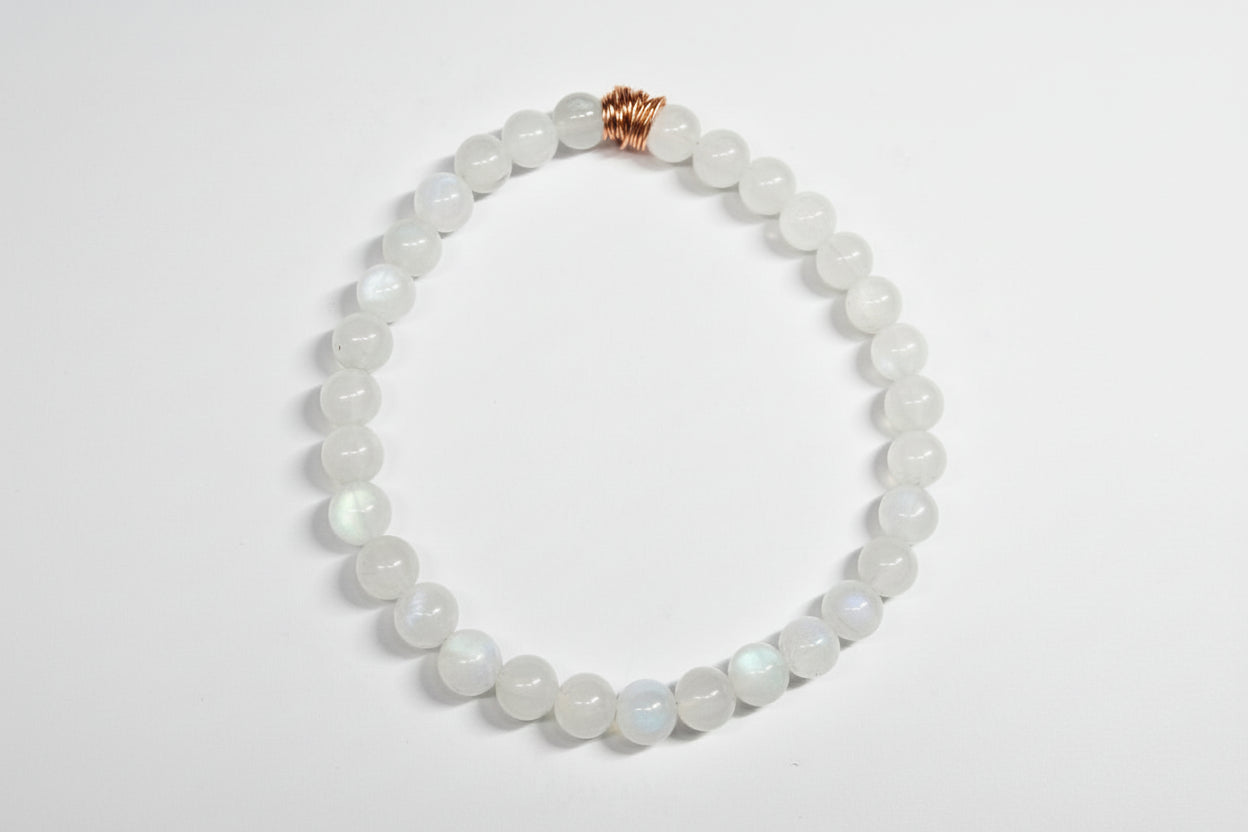 Moonstone Bead Copper Wrapped Bracelet