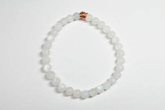 Moonstone Bead Copper Wrapped Bracelet