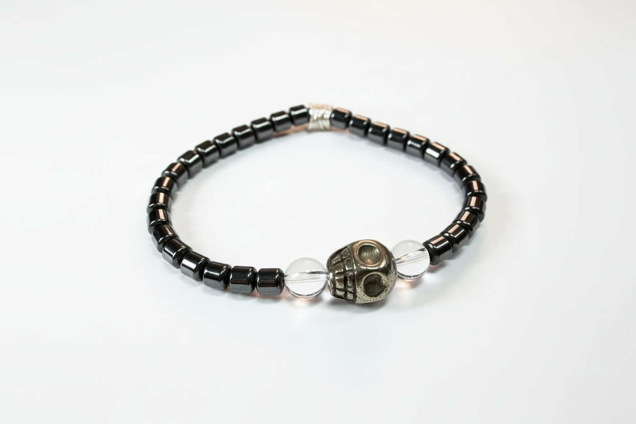 Pyrite Skull Bracelet