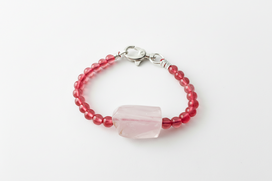 Cherry Bead Rose Crystal Bracelet with clasp