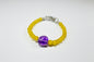 Yellow Jade Beads Amethyst Crystal Center Copper wrapped Edges with a Lobster Clasp